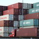 Shipping containers are stacked at the Port of Los Angeles, the nation’s busiest container port, on November 7, 2019 in San Pedro, California.
